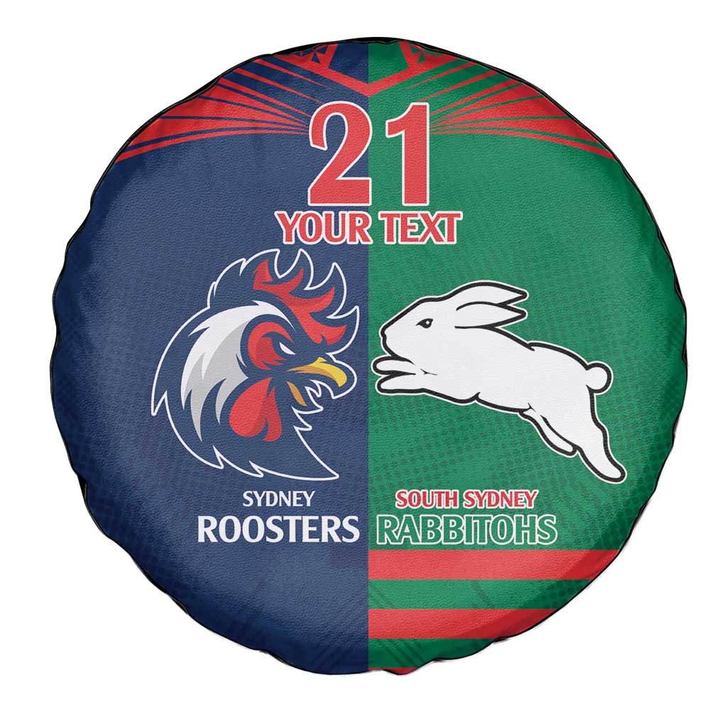 Custom Roosters-Rabbitohs Spare Tire Cover NRL Tribal Half Style