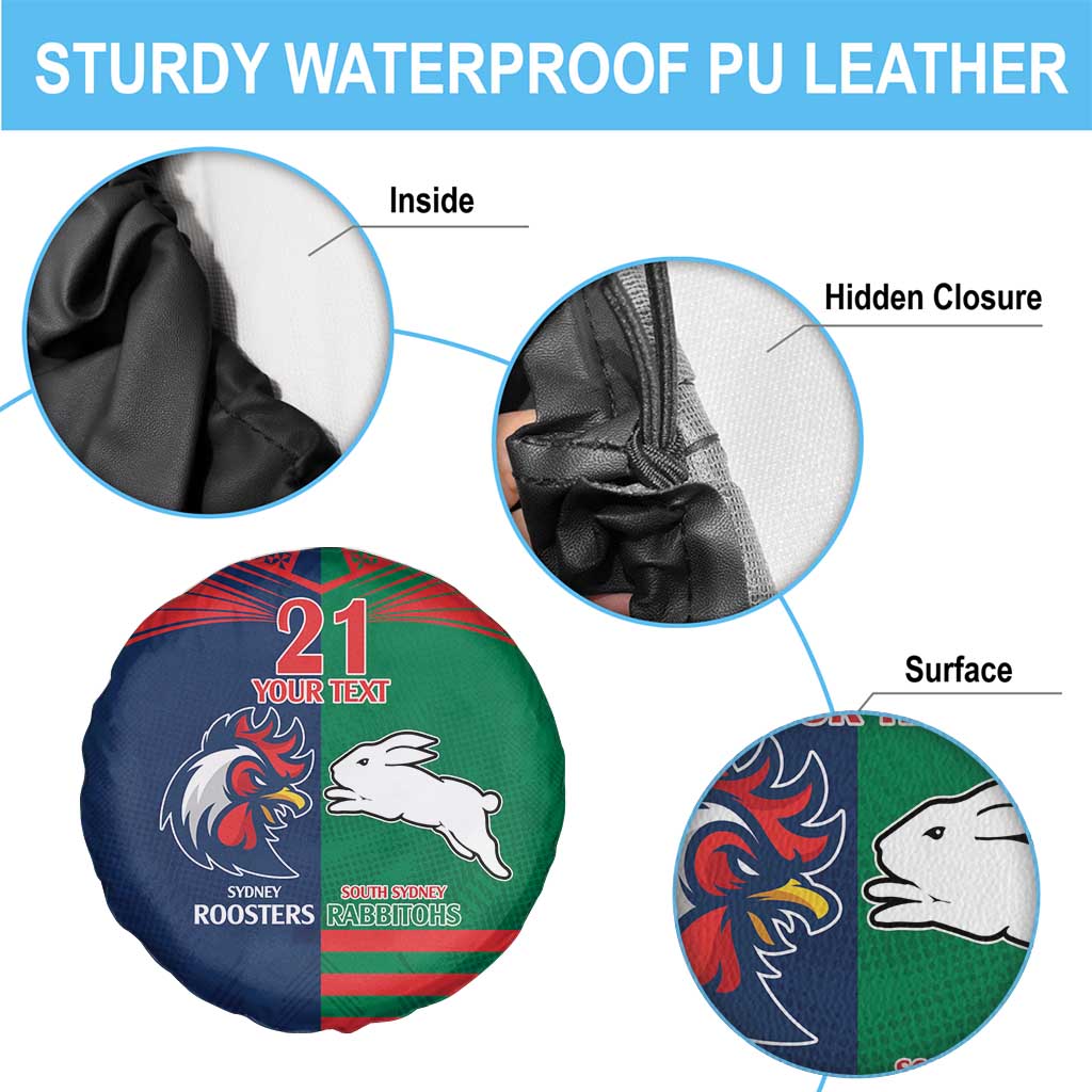 Custom Roosters-Rabbitohs Spare Tire Cover NRL Tribal Half Style