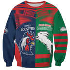 Custom Roosters-Rabbitohs Sweatshirt NRL Tribal Half Style