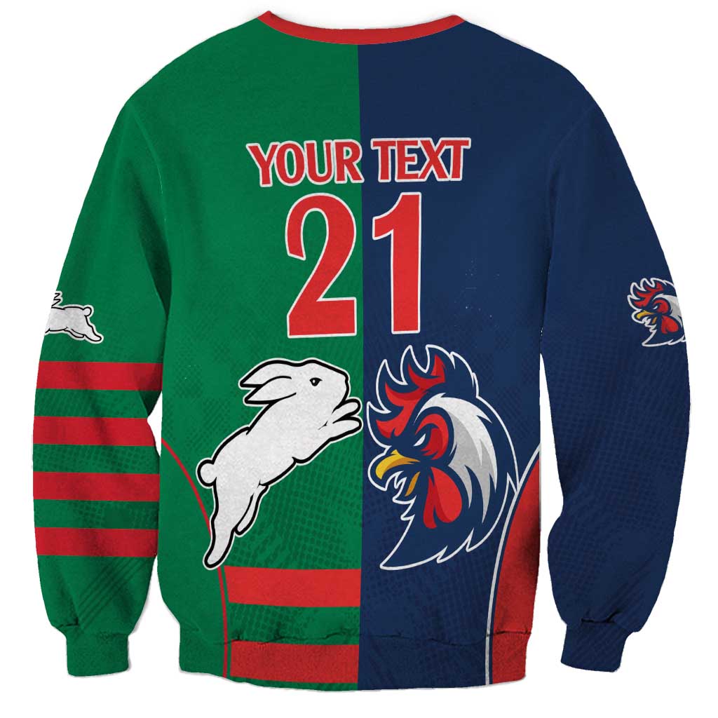 Custom Roosters-Rabbitohs Sweatshirt NRL Tribal Half Style