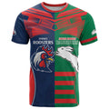 Custom Roosters-Rabbitohs T Shirt NRL Tribal Half Style