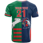 Custom Roosters-Rabbitohs T Shirt NRL Tribal Half Style