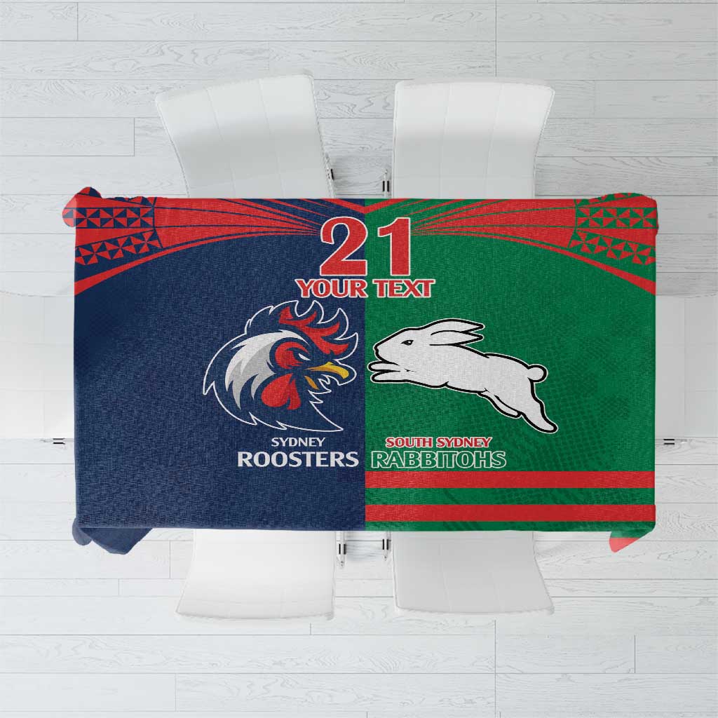 Custom Roosters-Rabbitohs Tablecloth NRL Tribal Half Style