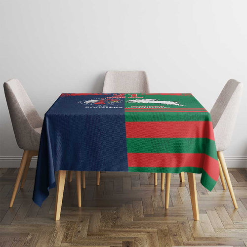 Custom Roosters-Rabbitohs Tablecloth NRL Tribal Half Style