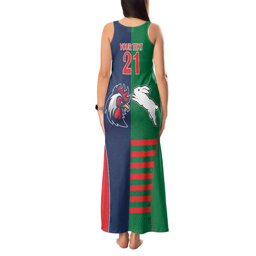 Custom Roosters-Rabbitohs Tank Maxi Dress NRL Tribal Half Style