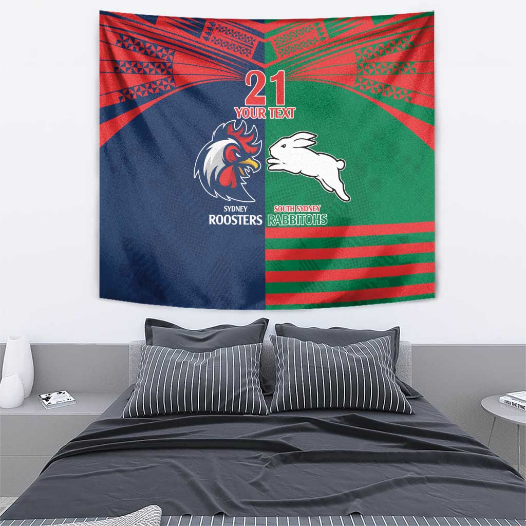 Custom Roosters-Rabbitohs Tapestry NRL Tribal Half Style