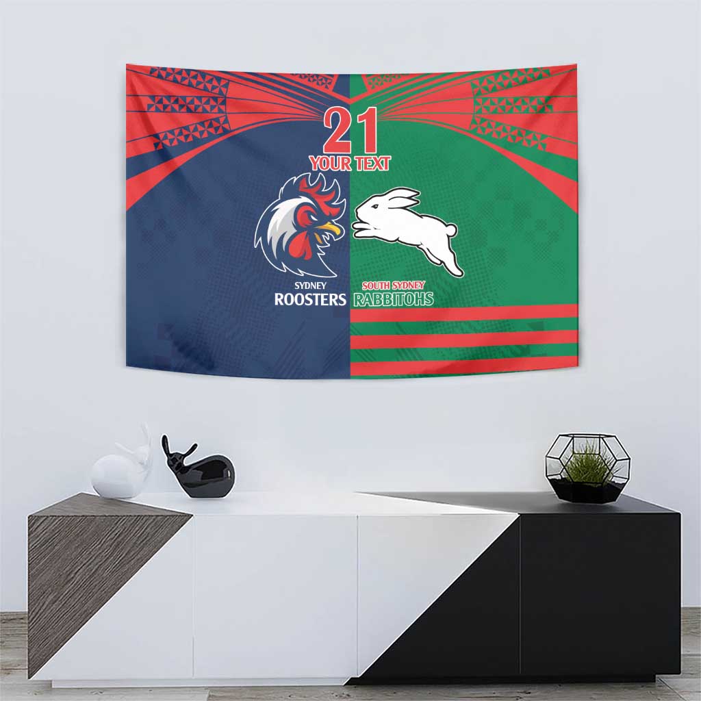 Custom Roosters-Rabbitohs Tapestry NRL Tribal Half Style