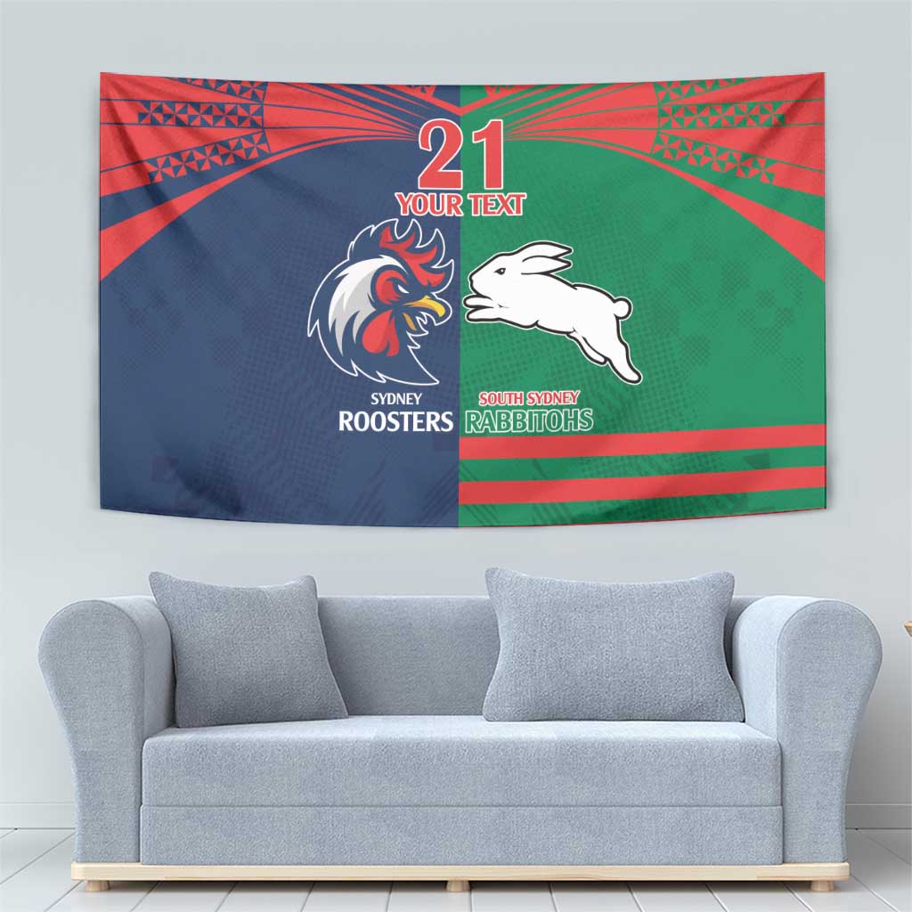 Custom Roosters-Rabbitohs Tapestry NRL Tribal Half Style