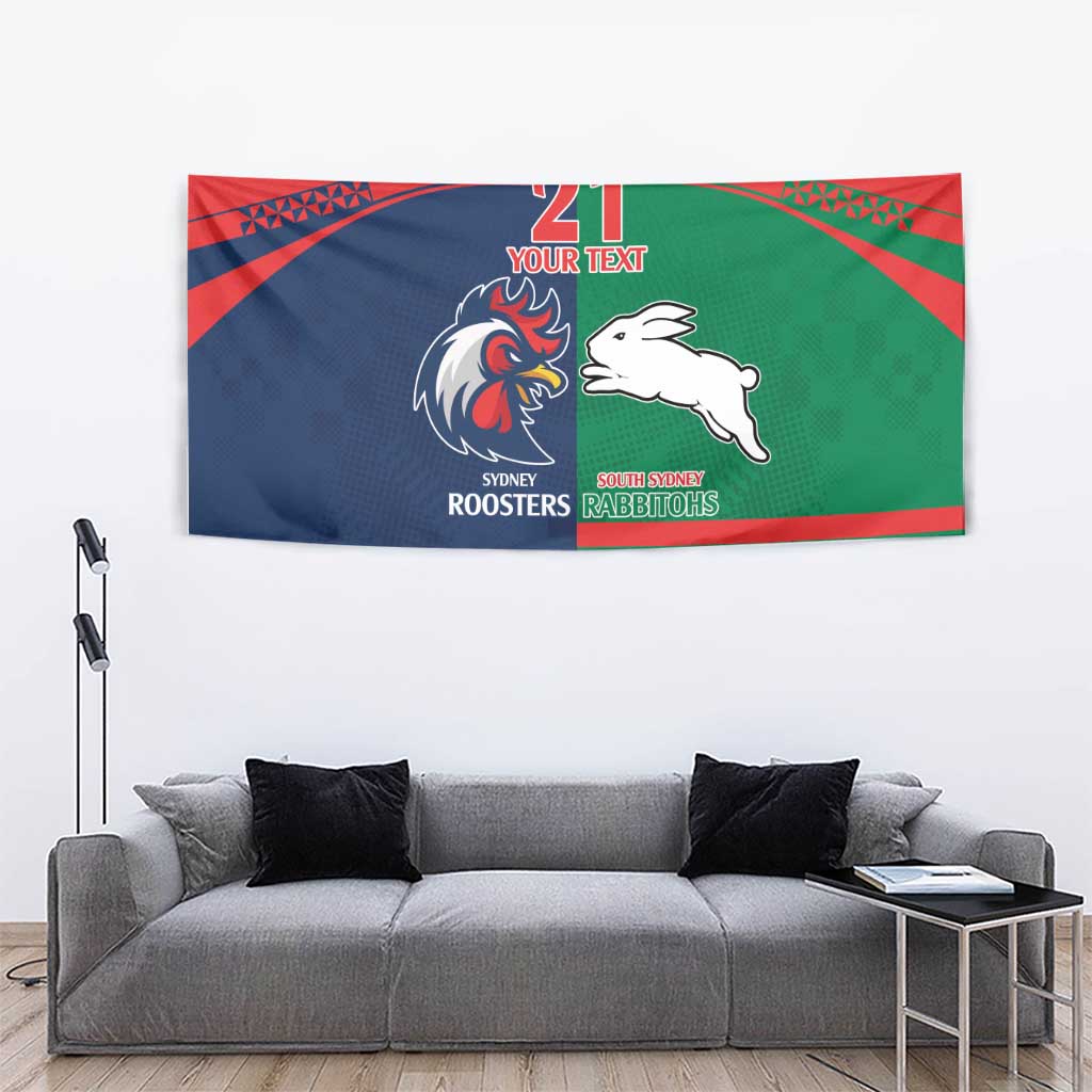 Custom Roosters-Rabbitohs Tapestry NRL Tribal Half Style