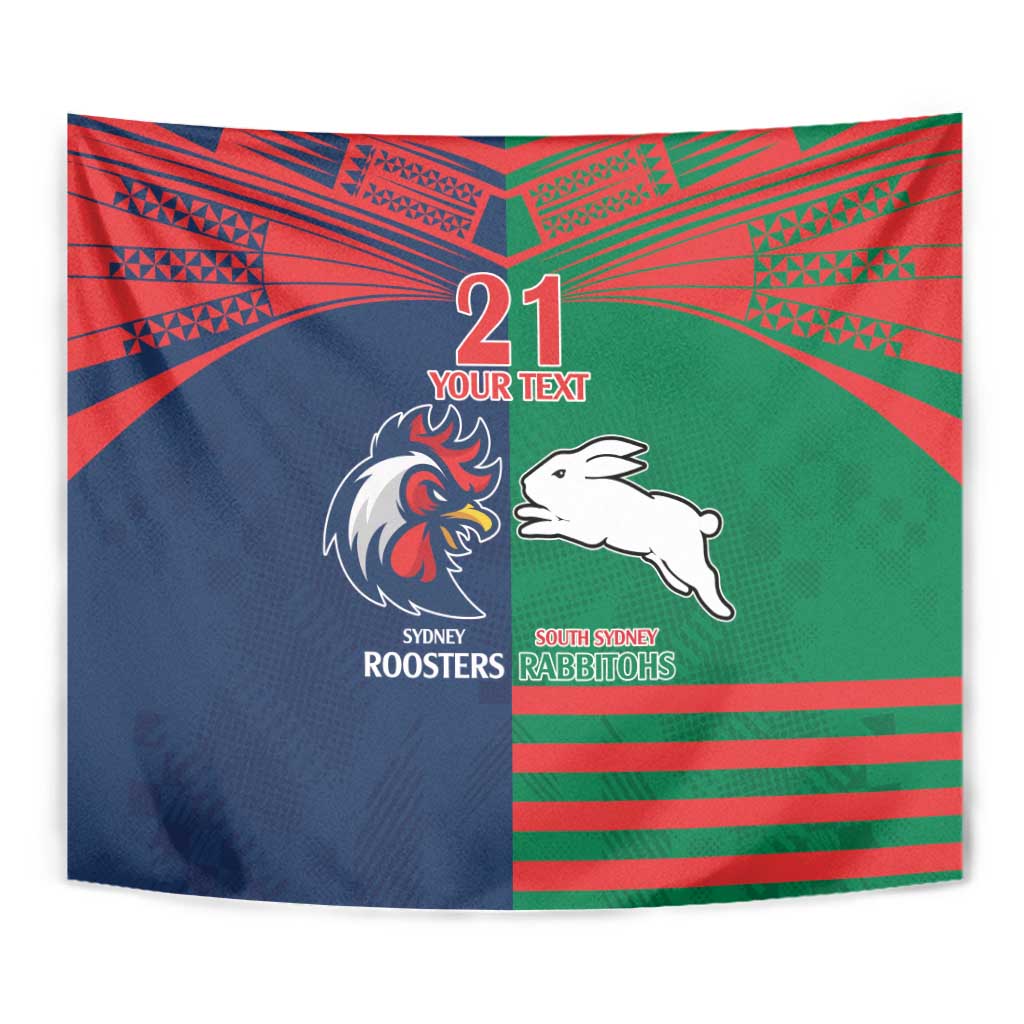 Custom Roosters-Rabbitohs Tapestry NRL Tribal Half Style