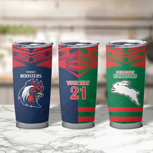 Custom Roosters-Rabbitohs Tumbler Cup NRL Tribal Half Style