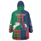 Custom Roosters-Rabbitohs Wearable Blanket Hoodie NRL Tribal Half Style