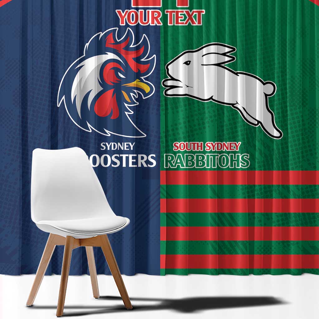 Custom Roosters-Rabbitohs Window Curtain NRL Tribal Half Style