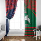 Custom Roosters-Rabbitohs Window Curtain NRL Tribal Half Style