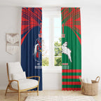 Custom Roosters-Rabbitohs Window Curtain NRL Tribal Half Style