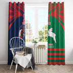 Custom Roosters-Rabbitohs Window Curtain NRL Tribal Half Style