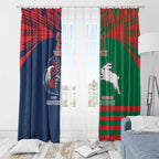 Custom Roosters-Rabbitohs Window Curtain NRL Tribal Half Style