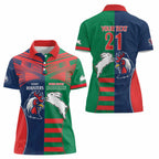 Custom Roosters-Rabbitohs Women Polo Shirt NRL Tribal Half Style