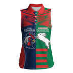 Custom Roosters-Rabbitohs Women Sleeveless Polo Shirt NRL Tribal Half Style