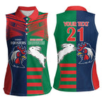 Custom Roosters-Rabbitohs Women Sleeveless Polo Shirt NRL Tribal Half Style