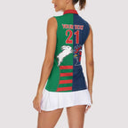 Custom Roosters-Rabbitohs Women Sleeveless Polo Shirt NRL Tribal Half Style