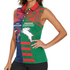 Custom Roosters-Rabbitohs Women Sleeveless Polo Shirt NRL Tribal Half Style