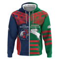 Custom Roosters-Rabbitohs Zip Hoodie NRL Tribal Half Style