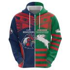Custom Roosters-Rabbitohs Zip Hoodie NRL Tribal Half Style