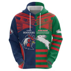 Custom Roosters-Rabbitohs Zip Hoodie NRL Tribal Half Style