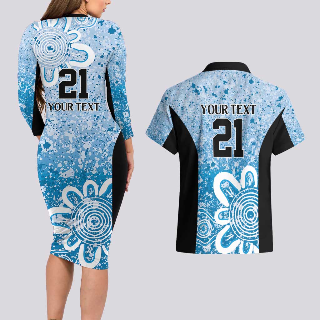 Adelaide Strikers Custom Couples Matching Long Sleeve Bodycon Dress and Hawaiian Shirt Minimalism Aboriginal