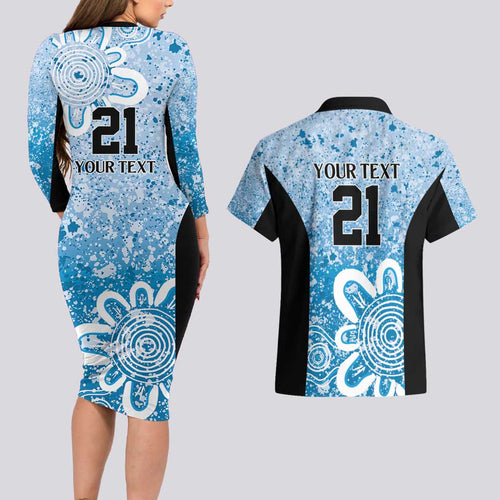 Adelaide Strikers Custom Couples Matching Long Sleeve Bodycon Dress and Hawaiian Shirt Minimalism Aboriginal