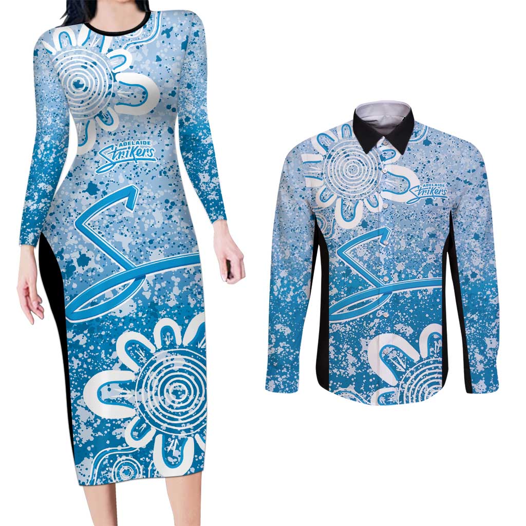 Adelaide Strikers Custom Couples Matching Long Sleeve Bodycon Dress and Long Sleeve Button Shirt Minimalism Aboriginal