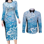 Adelaide Strikers Custom Couples Matching Long Sleeve Bodycon Dress and Long Sleeve Button Shirt Minimalism Aboriginal