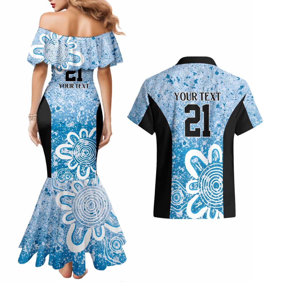 Adelaide Strikers Custom Couples Matching Mermaid Dress and Hawaiian Shirt Minimalism Aboriginal