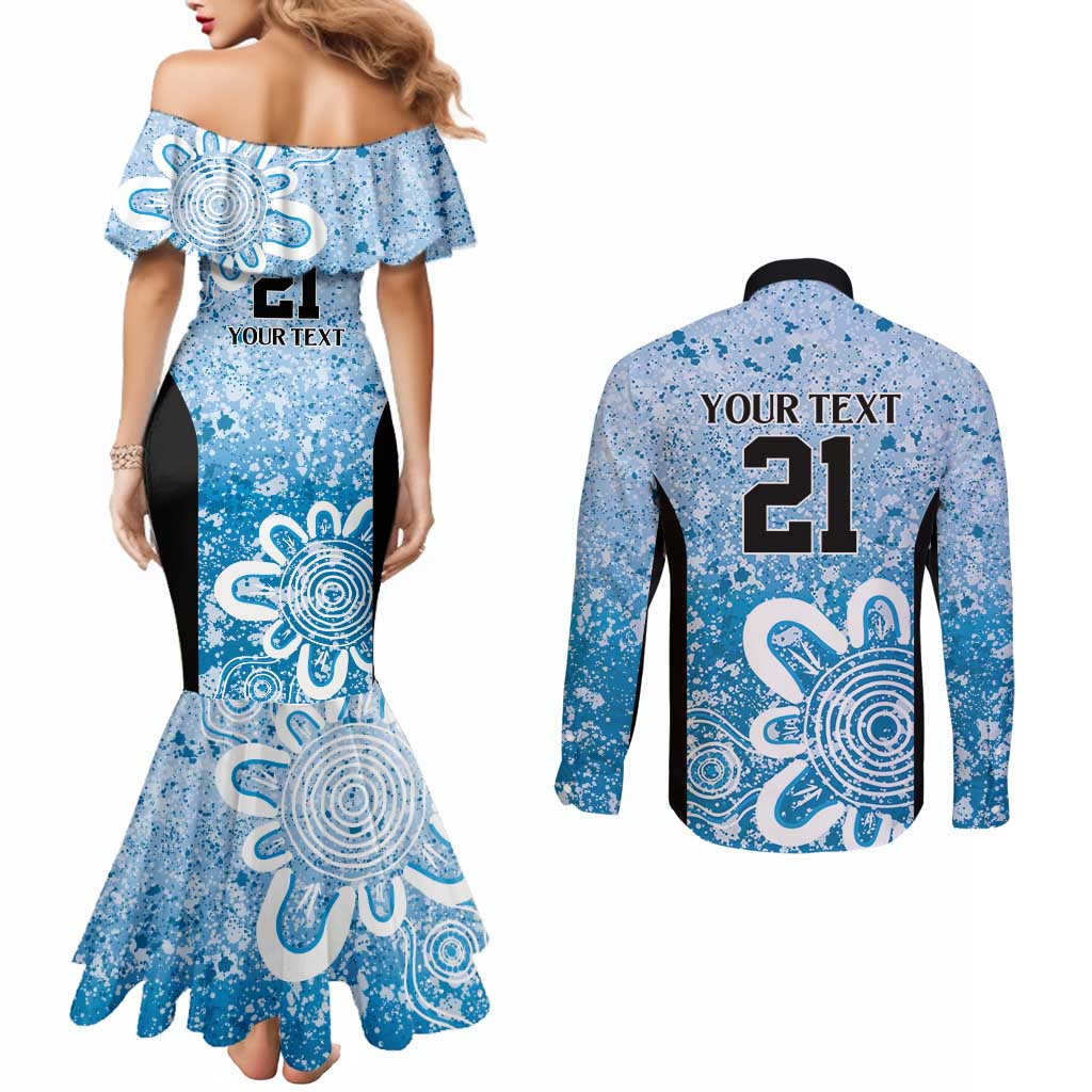 Adelaide Strikers Custom Couples Matching Mermaid Dress and Long Sleeve Button Shirt Minimalism Aboriginal