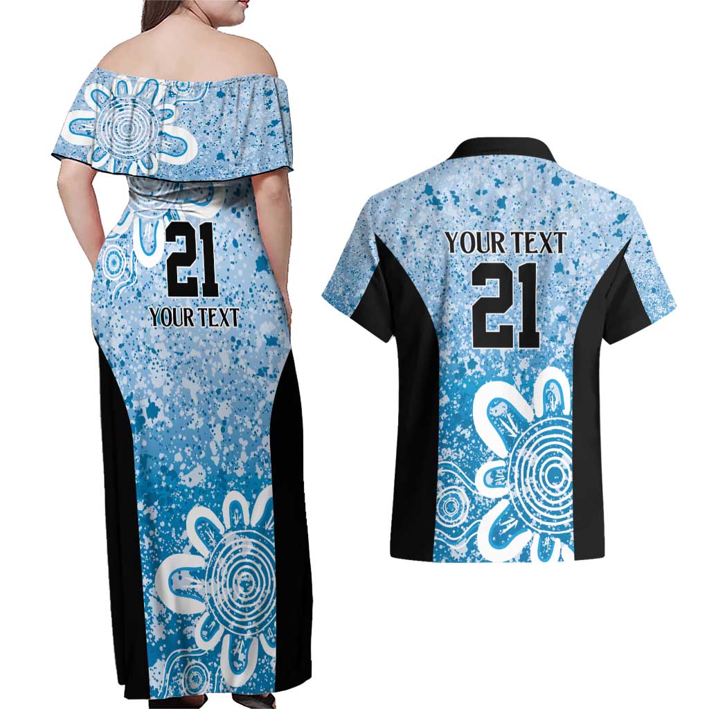Adelaide Strikers Custom Couples Matching Off Shoulder Maxi Dress and Hawaiian Shirt Minimalism Aboriginal