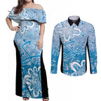 Adelaide Strikers Custom Couples Matching Off Shoulder Maxi Dress and Long Sleeve Button Shirt Minimalism Aboriginal