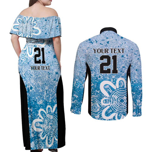 Adelaide Strikers Custom Couples Matching Off Shoulder Maxi Dress and Long Sleeve Button Shirt Minimalism Aboriginal