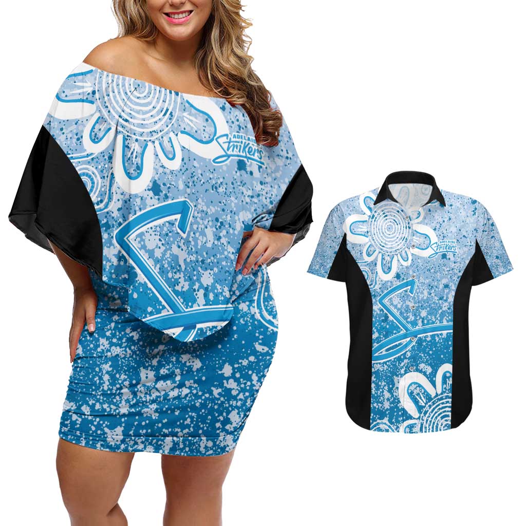 Adelaide Strikers Custom Couples Matching Off Shoulder Short Dress and Hawaiian Shirt Minimalism Aboriginal