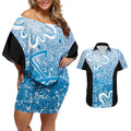 Adelaide Strikers Custom Couples Matching Off Shoulder Short Dress and Hawaiian Shirt Minimalism Aboriginal