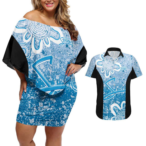 Adelaide Strikers Custom Couples Matching Off Shoulder Short Dress and Hawaiian Shirt Minimalism Aboriginal