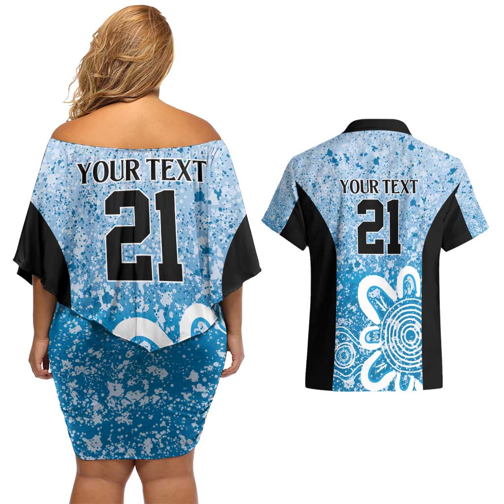 Adelaide Strikers Custom Couples Matching Off Shoulder Short Dress and Hawaiian Shirt Minimalism Aboriginal