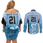 Adelaide Strikers Custom Couples Matching Off Shoulder Short Dress and Long Sleeve Button Shirt Minimalism Aboriginal