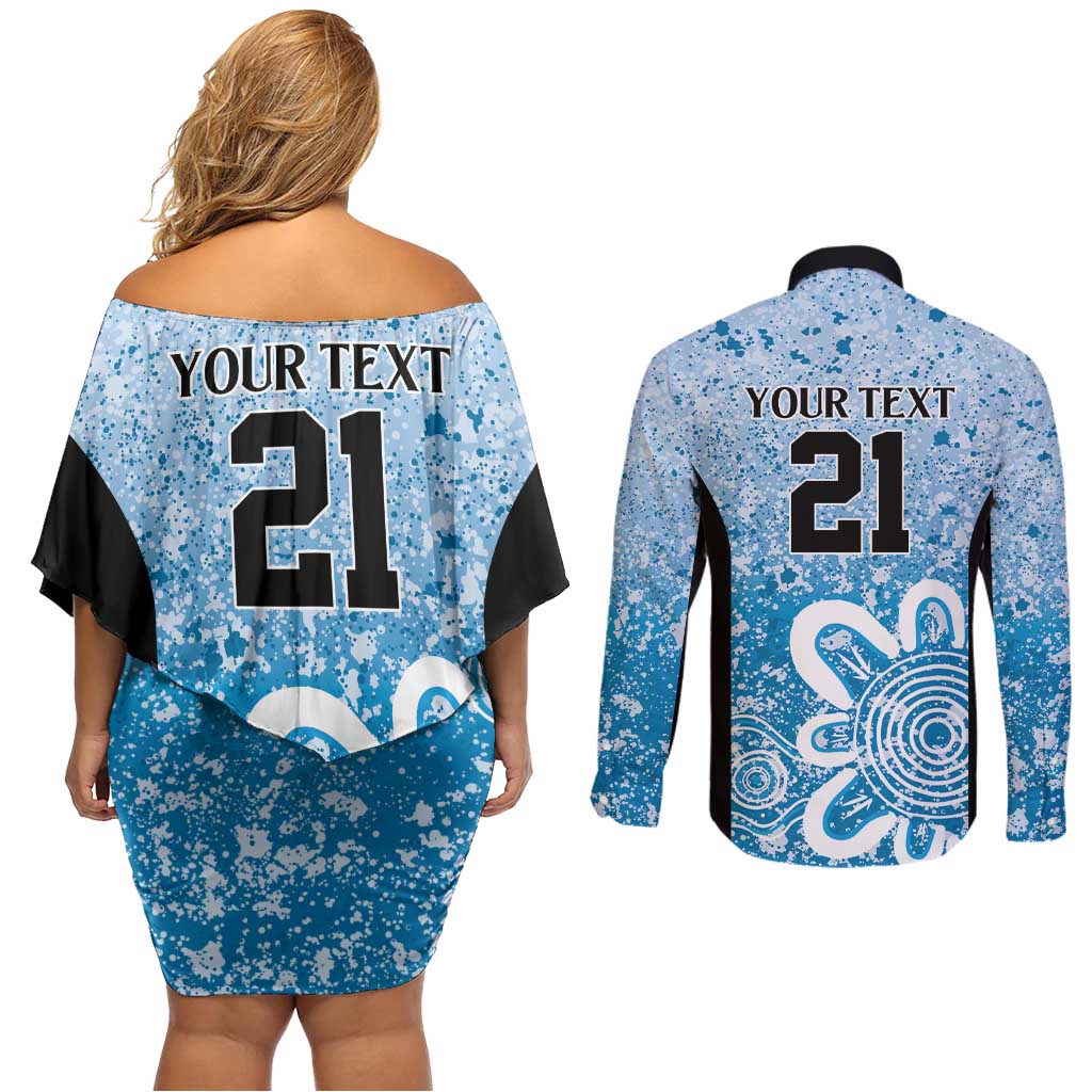 Adelaide Strikers Custom Couples Matching Off Shoulder Short Dress and Long Sleeve Button Shirt Minimalism Aboriginal