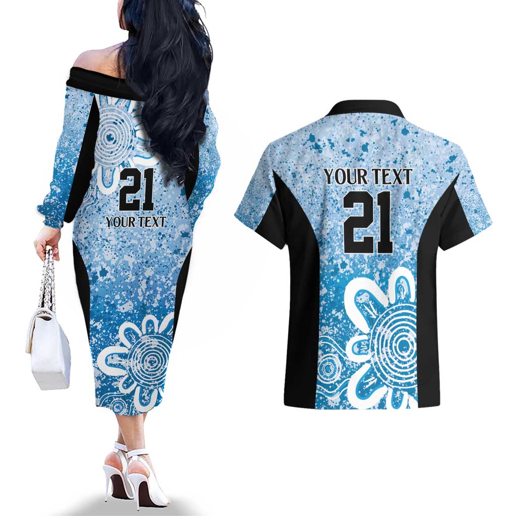 Adelaide Strikers Custom Couples Matching Off The Shoulder Long Sleeve Dress and Hawaiian Shirt Minimalism Aboriginal