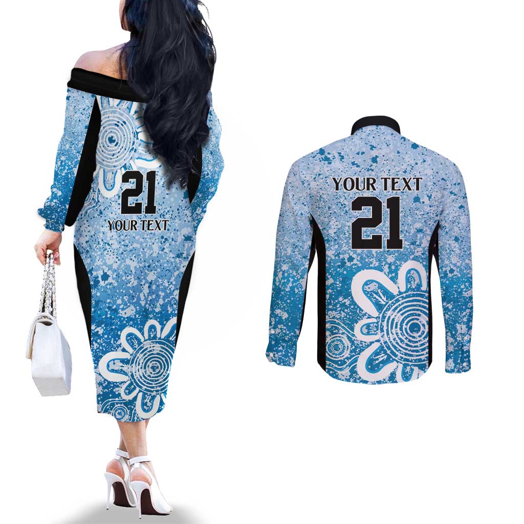 Adelaide Strikers Custom Couples Matching Off The Shoulder Long Sleeve Dress and Long Sleeve Button Shirt Minimalism Aboriginal