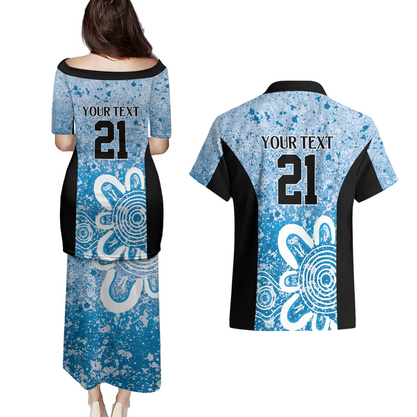 Adelaide Strikers Custom Couples Matching Puletasi and Hawaiian Shirt Minimalism Aboriginal