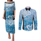 Adelaide Strikers Custom Couples Matching Puletasi and Long Sleeve Button Shirt Minimalism Aboriginal