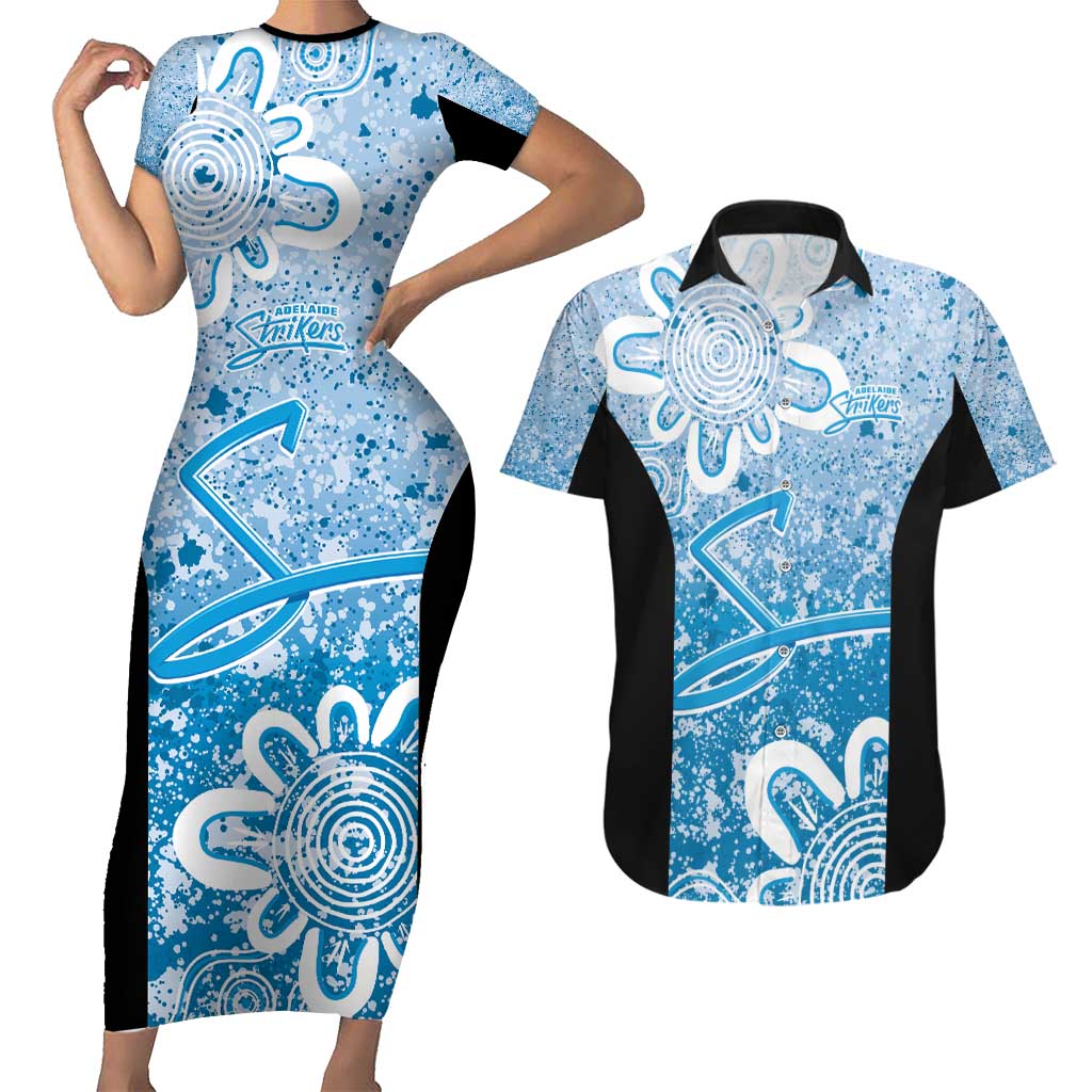 Adelaide Strikers Custom Couples Matching Short Sleeve Bodycon Dress and Hawaiian Shirt Minimalism Aboriginal