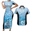 Adelaide Strikers Custom Couples Matching Short Sleeve Bodycon Dress and Hawaiian Shirt Minimalism Aboriginal